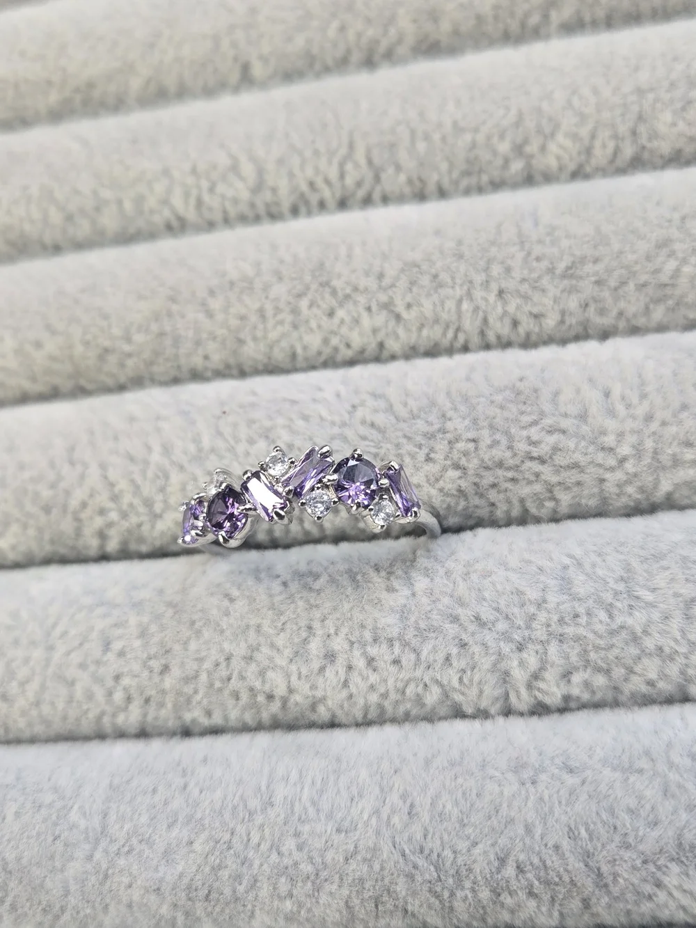 Size 8 925 Sterling Silver Amethyst Bomb Party Ring